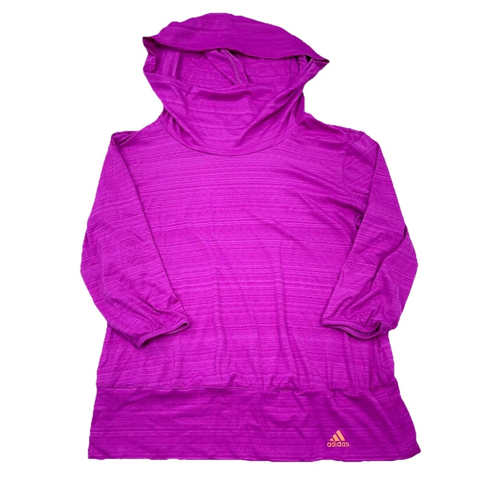 Adidas Shirt Women Large‎ Pink Pullover Performance Funnel Neck Running Light